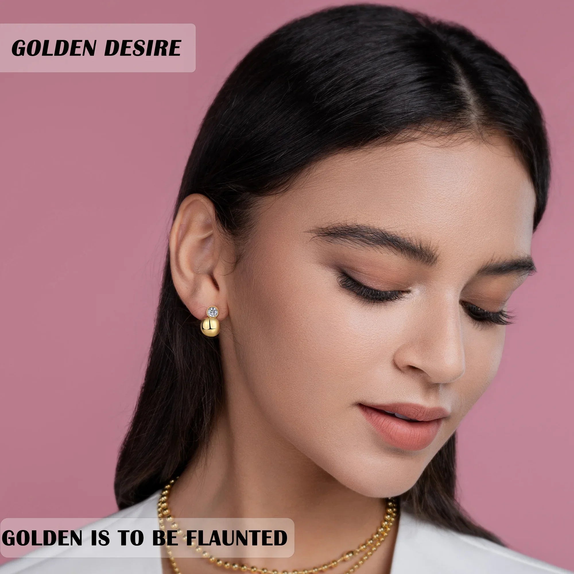 0.5ct x2 Moissanite Orb Stud Earrings S925 Sterling Silver 18K Gold Plated