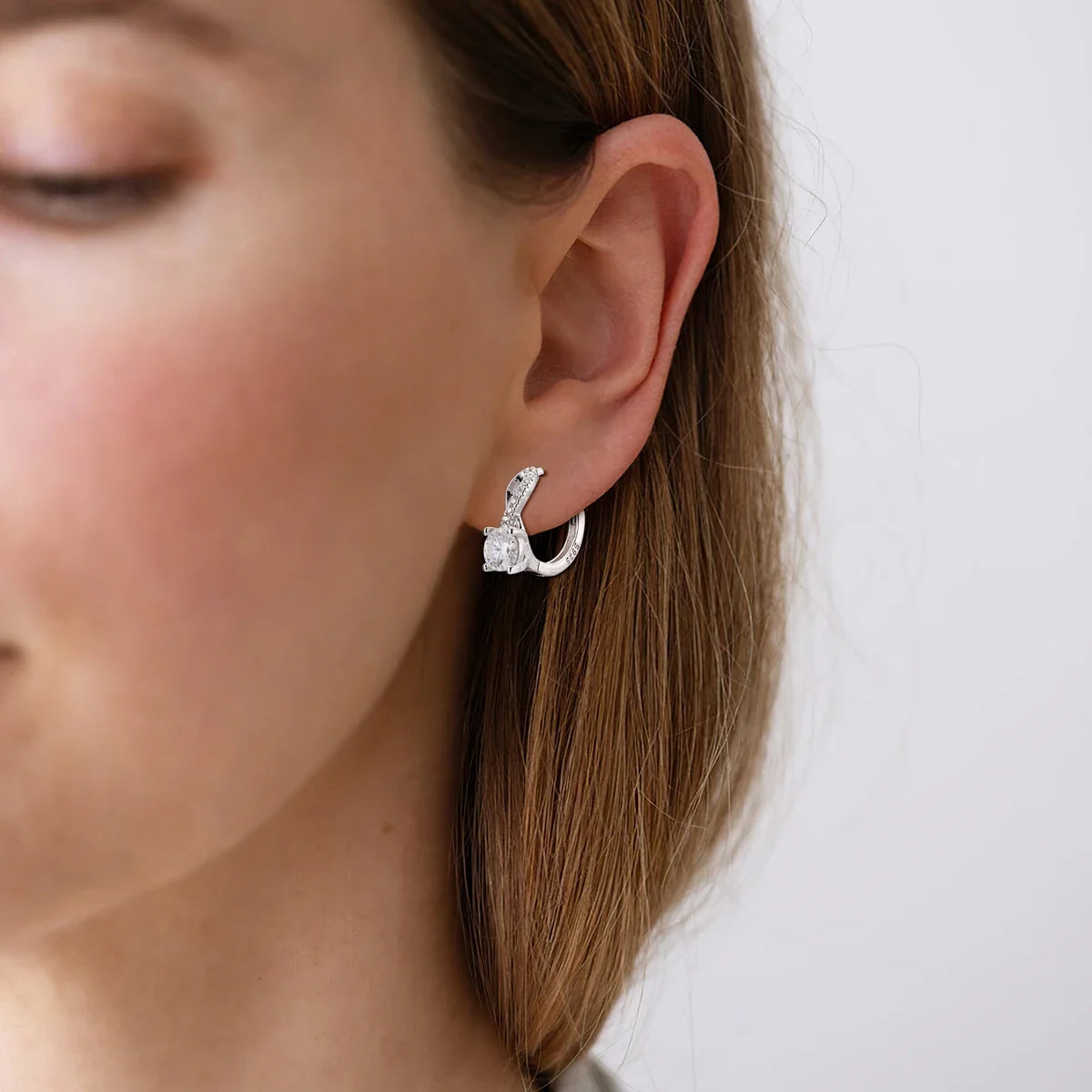 1.0ct Moissanite Hoop Earrings 925 Sterling Silver Wrap For Women Wedding