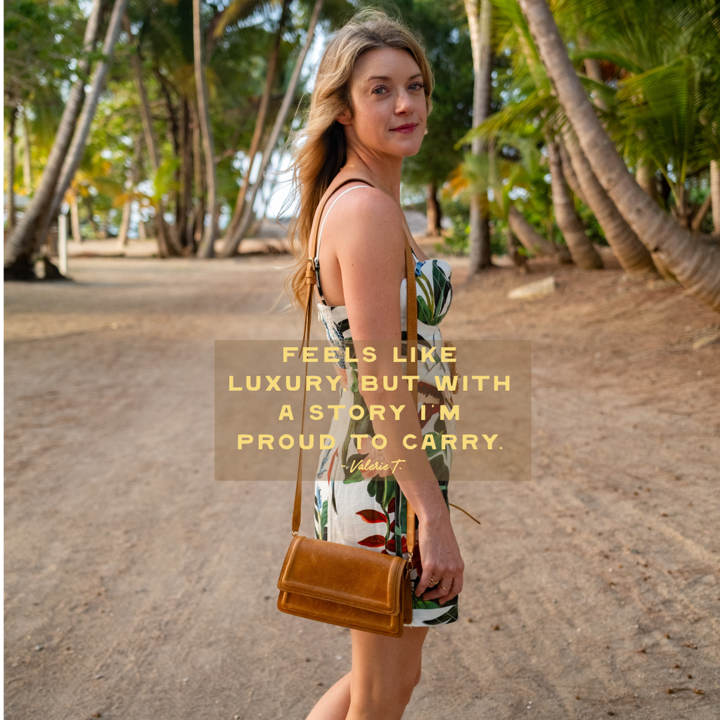 Camel Leather Mini Crossbody Bag