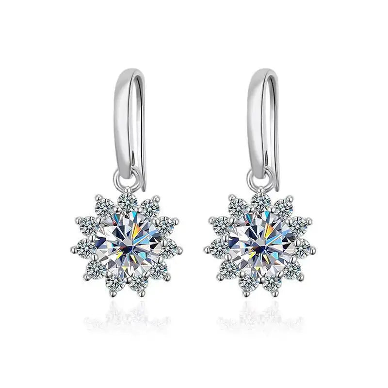 1CT Moissanite Drop Earrings 925 Sterling Silver Colorful Green Blue Pink