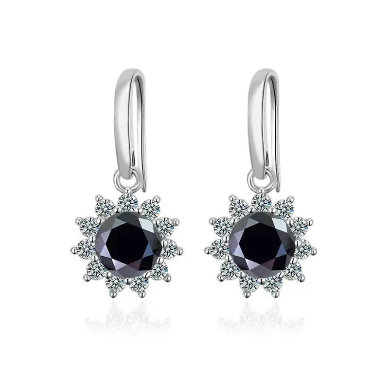 1CT Moissanite Drop Earrings 925 Sterling Silver Colorful Green Blue Pink