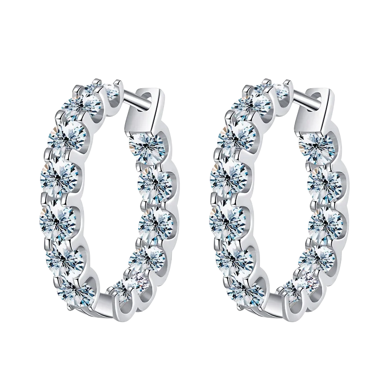 2.6ct D Moissanite 925 Sterling Silver Huggie Hoop Earrings for Women Wedding