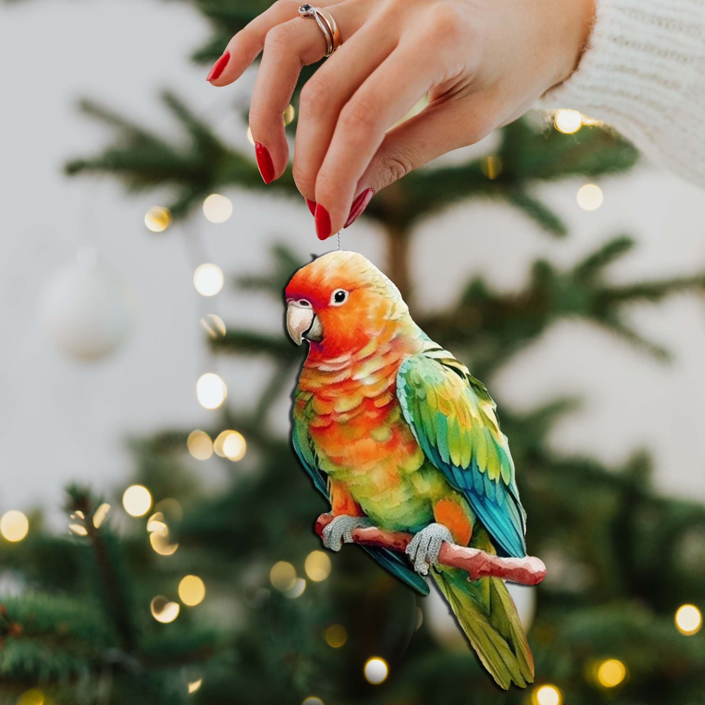 Parrots Decorative Wooden Ornaments of 3 by G. Debrekht - Wildlife Decor - 8091013-S3-4