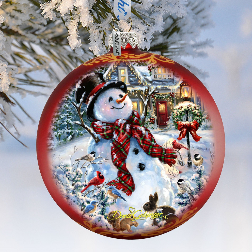 An Old-Fashioned Christmas Glass Ornament Limited Edition by D. Gelsinger - Christmas Santa Snowman Decor - 73893-1563-0