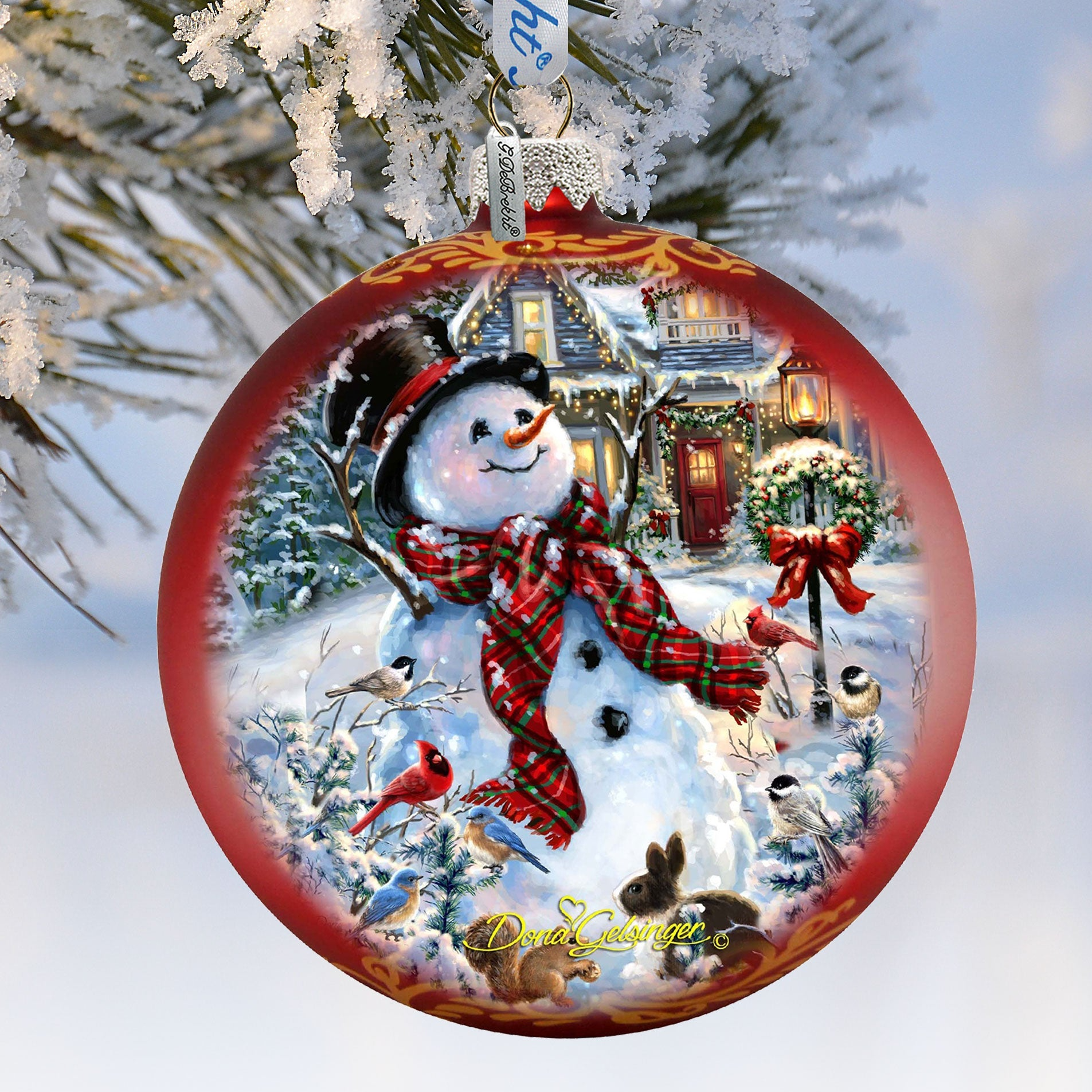 An Old-Fashioned Christmas Glass Ornament Limited Edition by D. Gelsinger - Christmas Santa Snowman Decor - 73893-1563-0