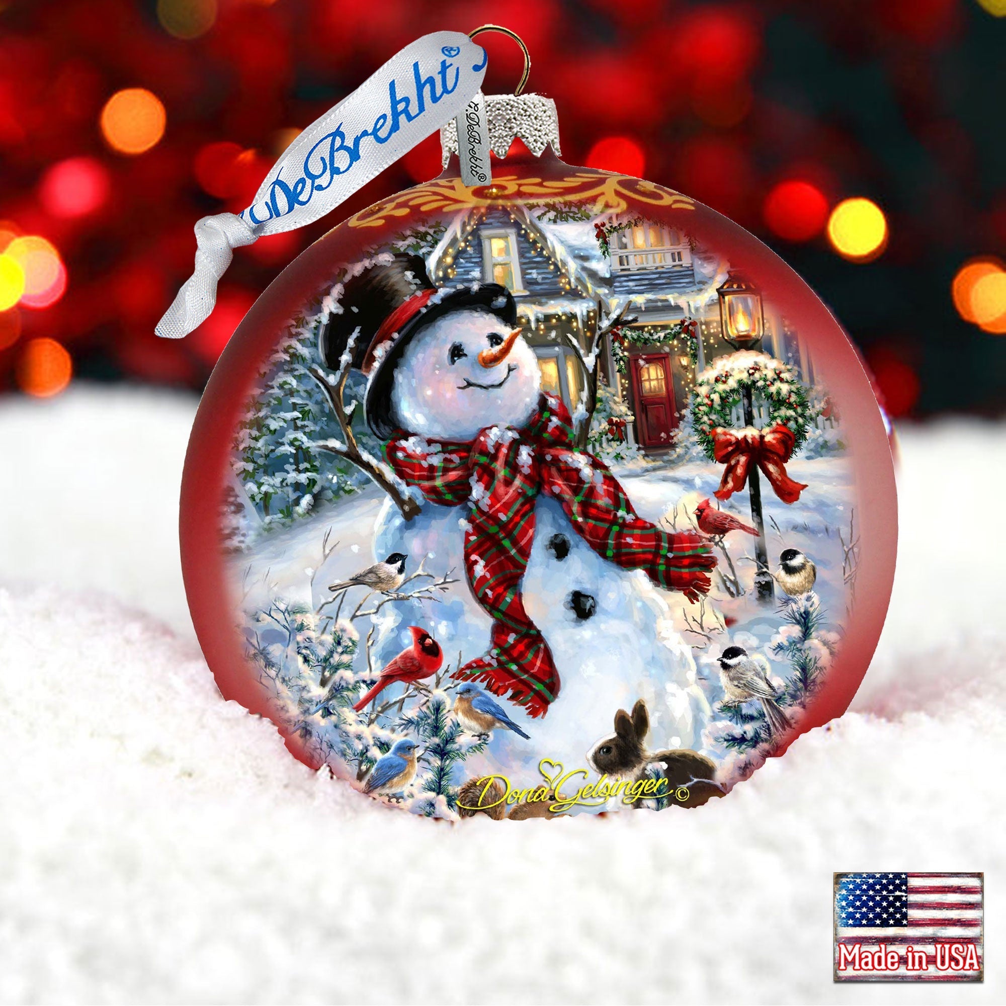 An Old-Fashioned Christmas Glass Ornament Limited Edition by D. Gelsinger - Christmas Santa Snowman Decor - 73893-1563-4
