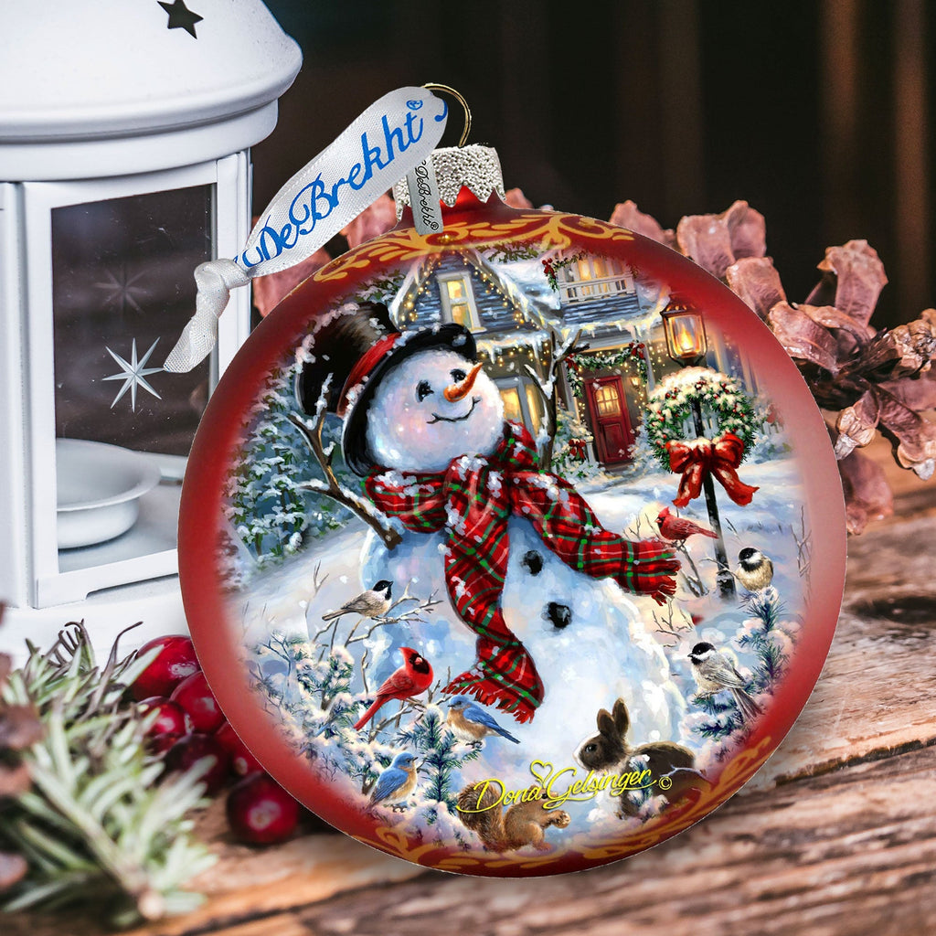 An Old-Fashioned Christmas Glass Ornament Limited Edition by D. Gelsinger - Christmas Santa Snowman Decor - 73893-1563-1