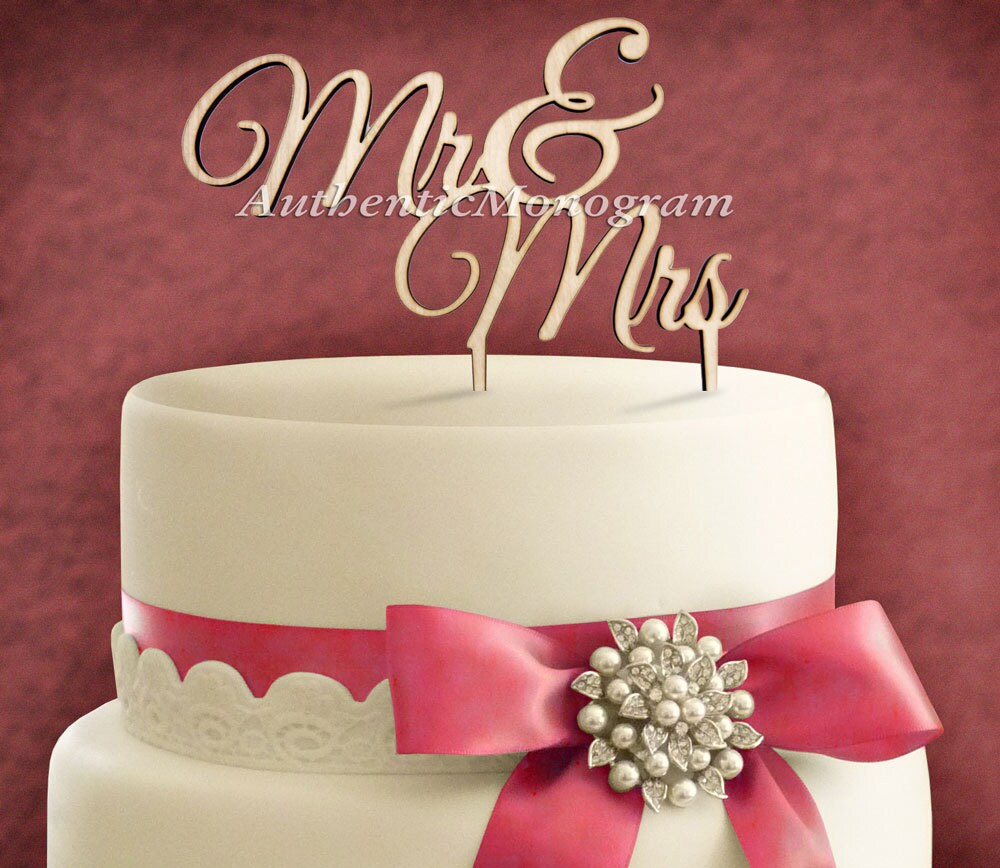 Wedding Cake Topper - Wooden Unpainted Cake Topper "Mr. & Mrs." Monogram, Wedding decor, Anniversary 94102-0