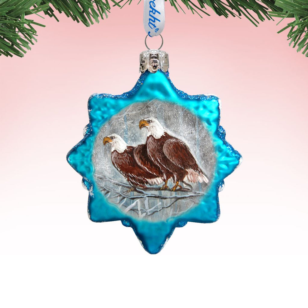 Eagles Snowflake Mercury Glass Ornament by G. DeBrekht - Wildlife Holiday Décor - 771033