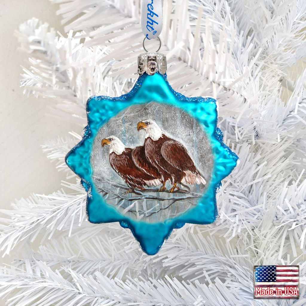 Eagles Snowflake Mercury Glass Ornament by G. DeBrekht - Wildlife Holiday Décor - 771033
