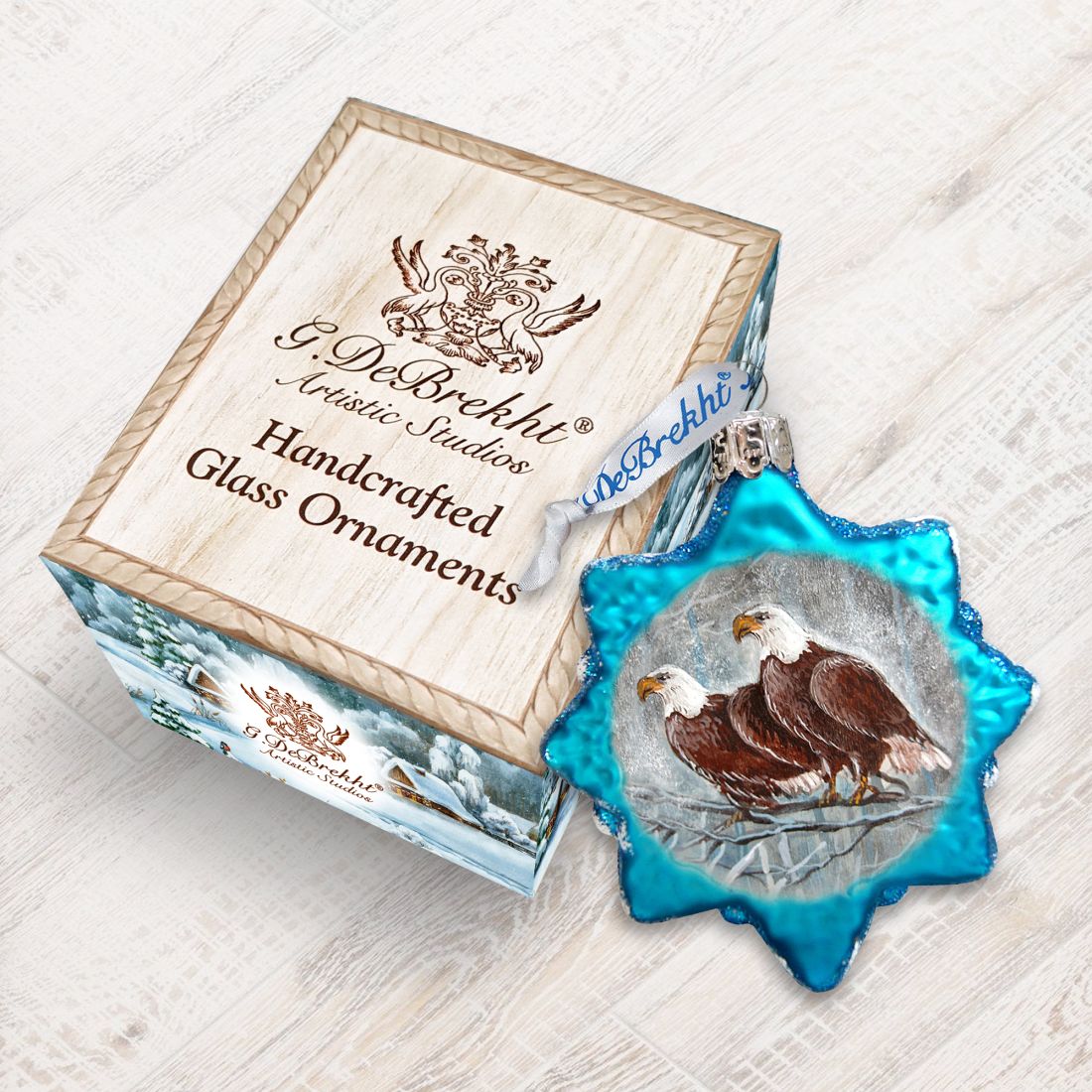 Eagles Snowflake Mercury Glass Ornament by G. DeBrekht - Wildlife Holiday Décor - 771033