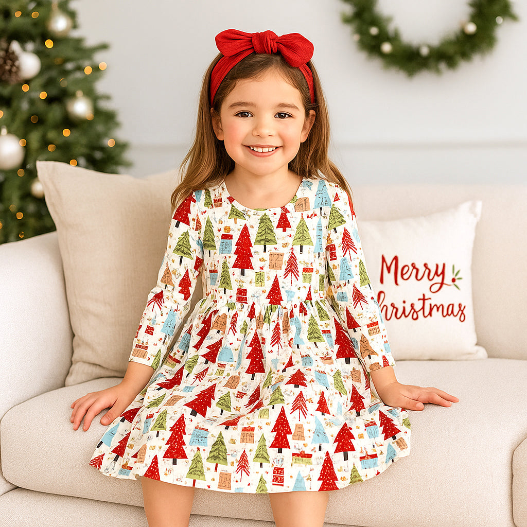 70 Christmas Merry Girl's Soft Bamboo Dress