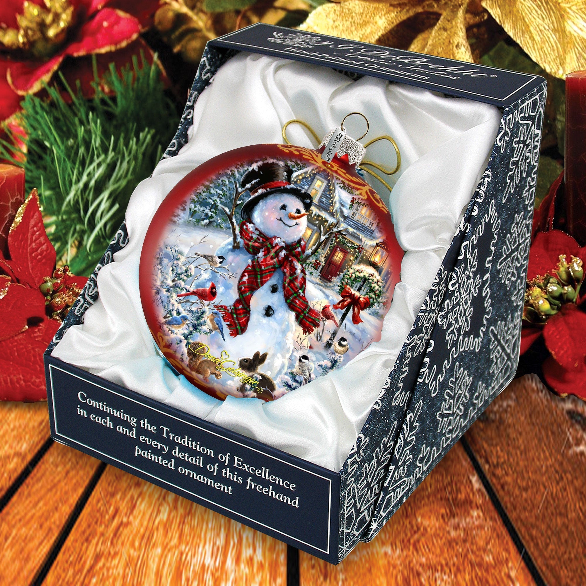 An Old-Fashioned Christmas Glass Ornament Limited Edition by D. Gelsinger - Christmas Santa Snowman Decor - 73893-1563-3