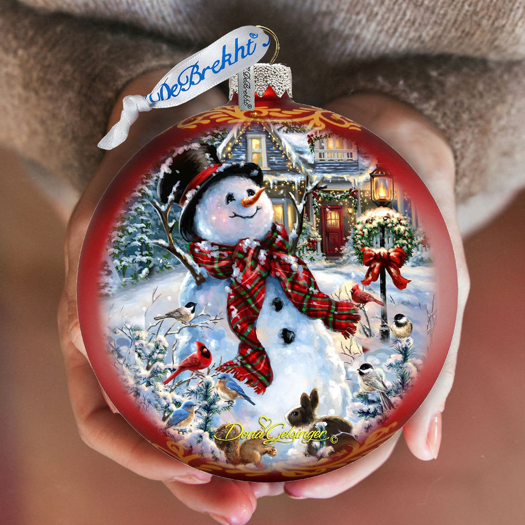 An Old-Fashioned Christmas Glass Ornament Limited Edition by D. Gelsinger - Christmas Santa Snowman Decor - 73893-1563-2