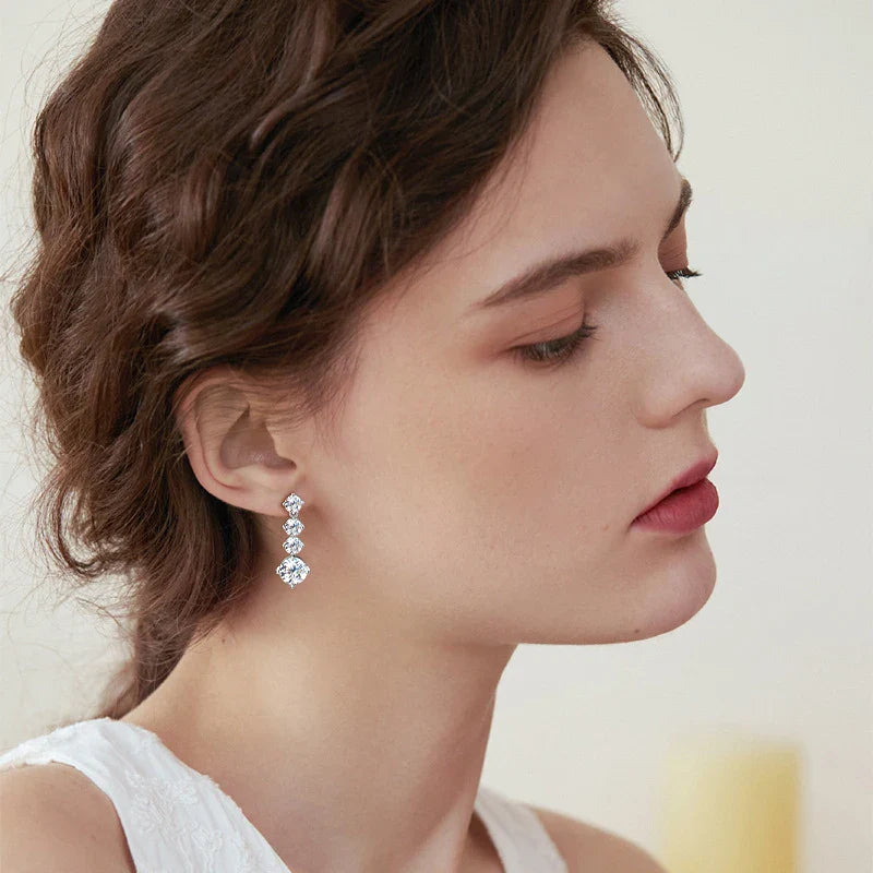 925 Sterling Silver Moissanite Stud Earrings 2.6ct Classic Simple Luxury