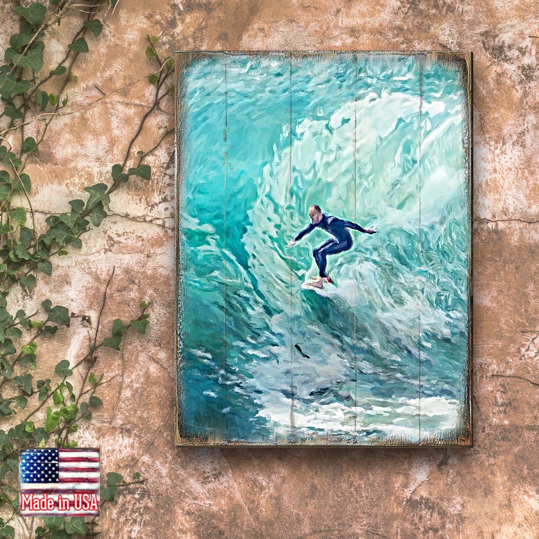 Sophronia Surfer Wooden Coastal Wall Art by Nature Wonders - Coastal Sea-Life Decor - 95227B-1