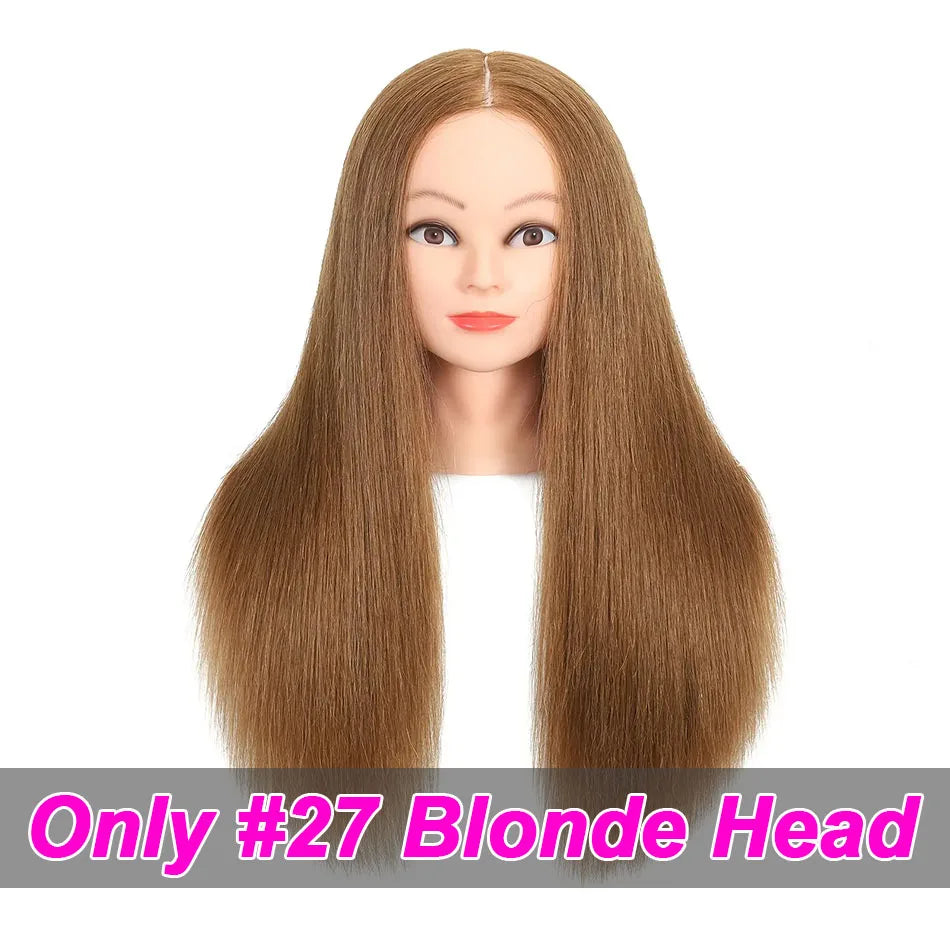 100% Human Hair Mannequin Head for Cosmetology Styling Training Practice Can Be Curled Straighten Professional Mannequin Head