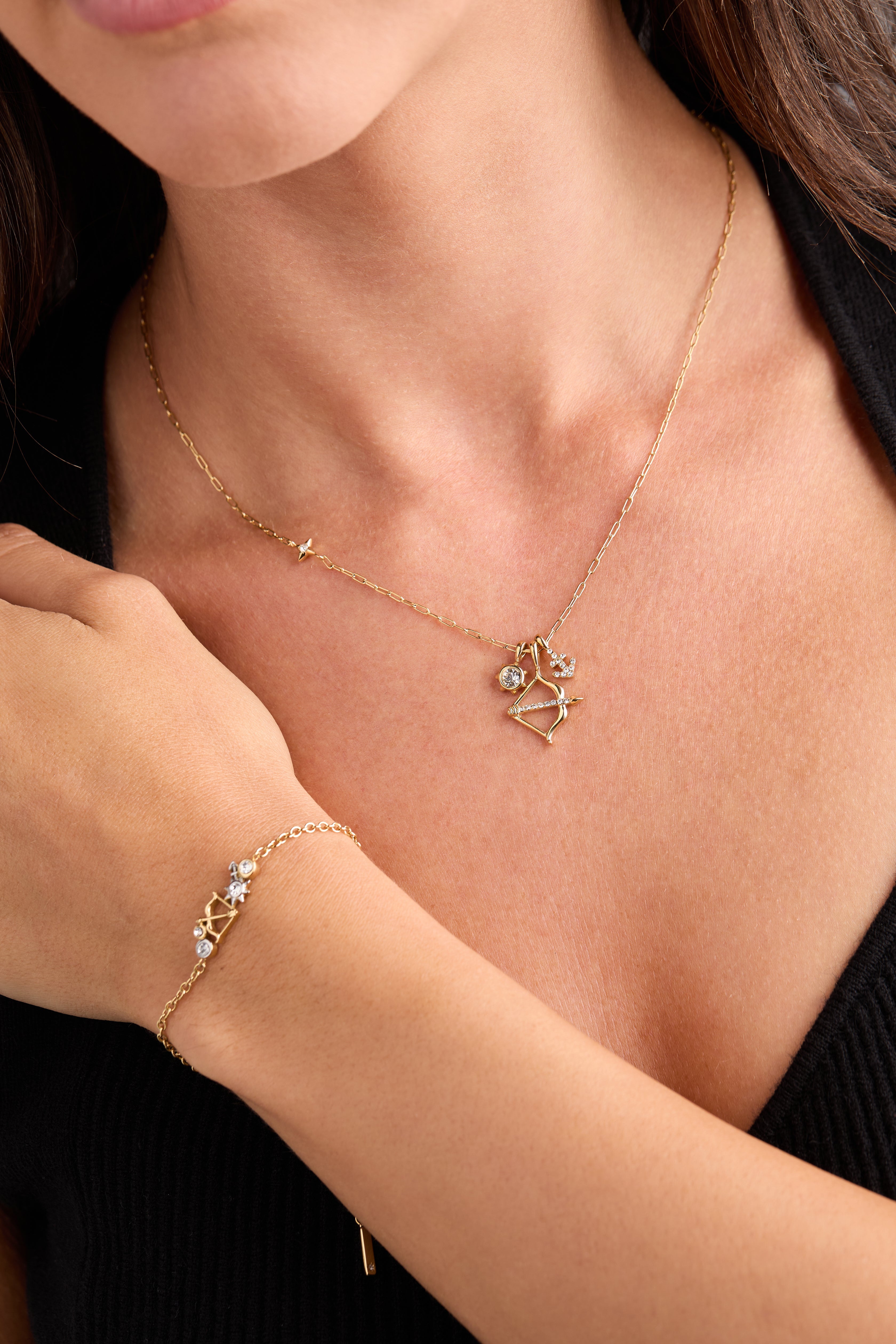 Sagittarius Zodiac Charm Cluster Necklace