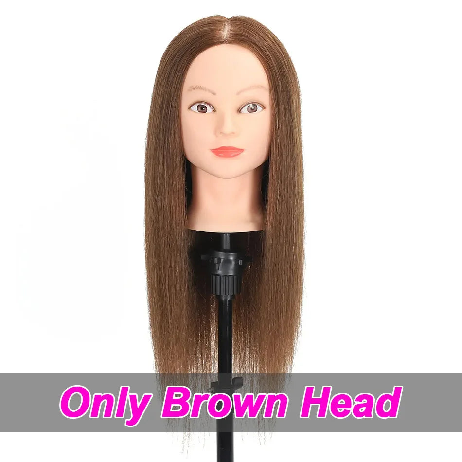 100% Human Hair Mannequin Head for Cosmetology Styling Training Practice Can Be Curled Straighten Professional Mannequin Head