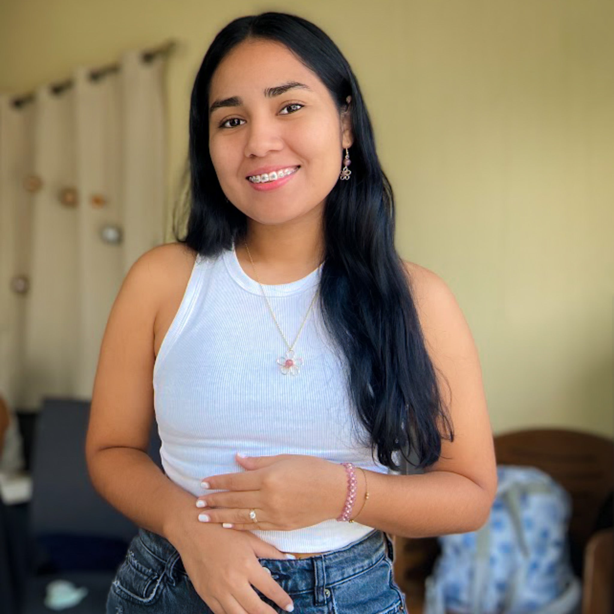 Astrid gold and pink agate beaded adjustable bracelet