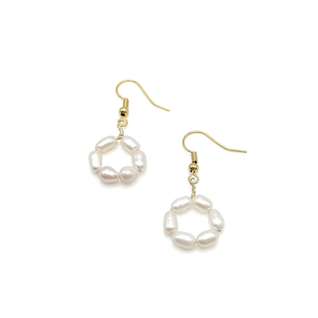 Aurora gold and pearl hypoallergenic earrings
