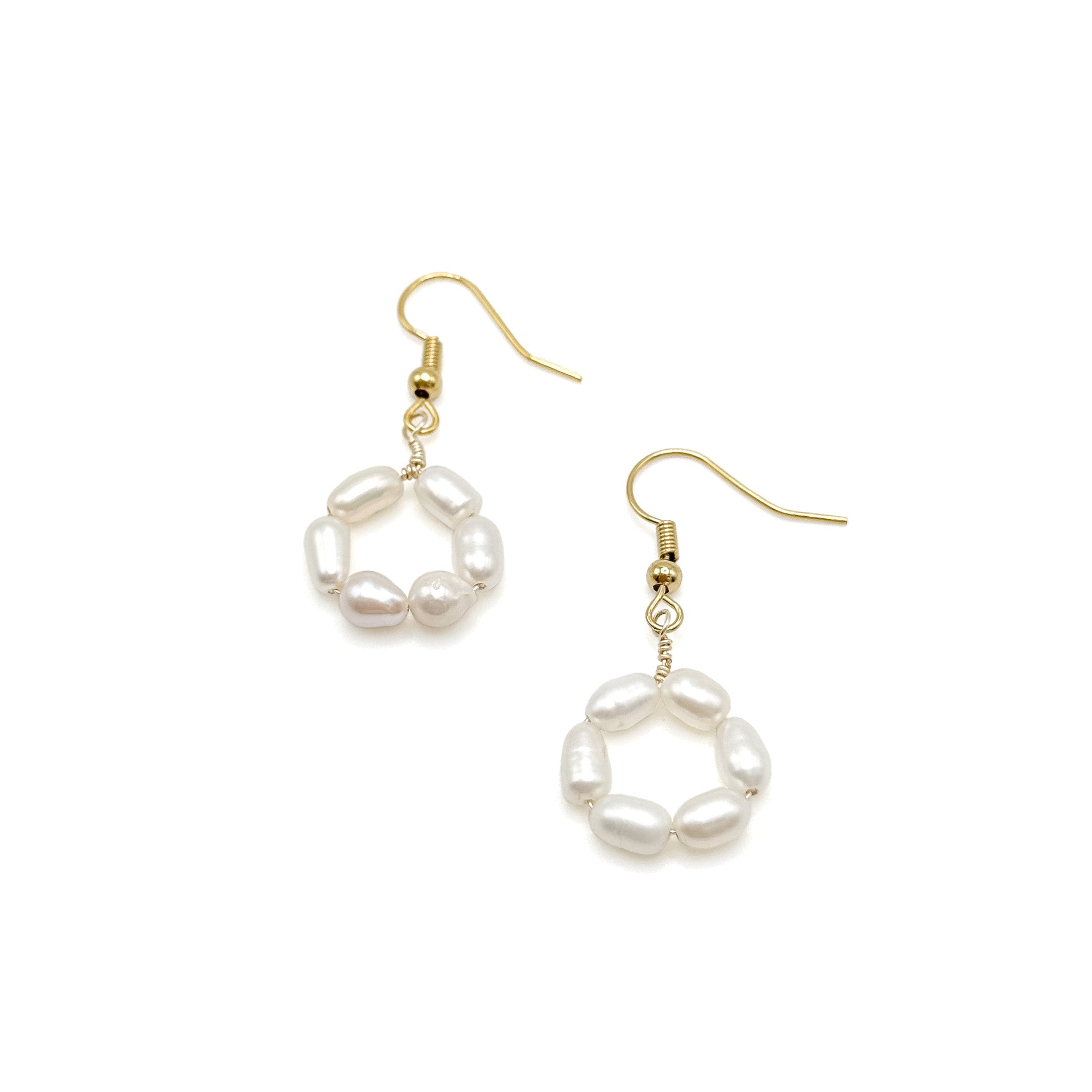 Aurora gold and pearl hypoallergenic earrings