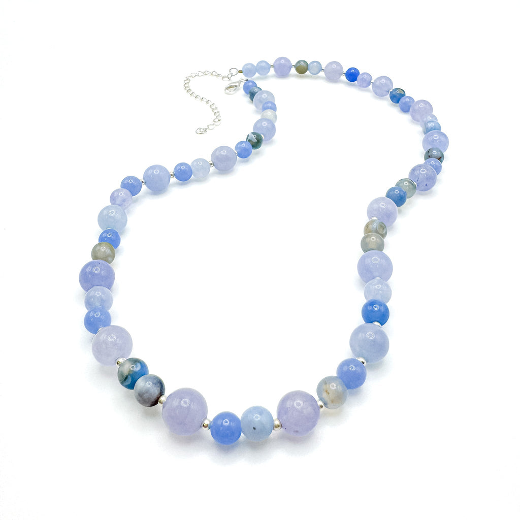 Bluebell silver and blue agate beaded necklace