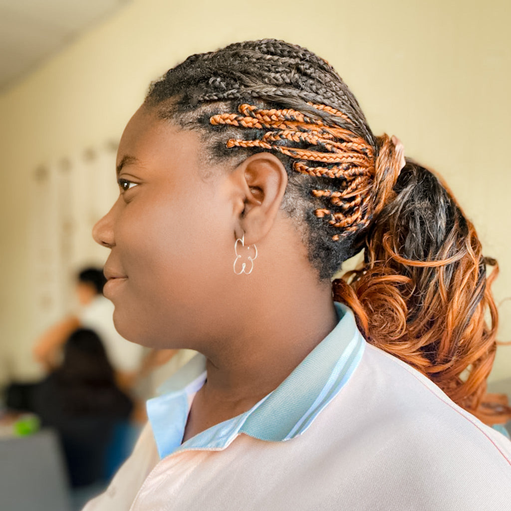 Buttercup silver flower hoop earrings