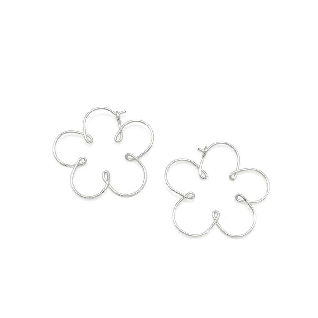 Buttercup silver flower hoop earrings