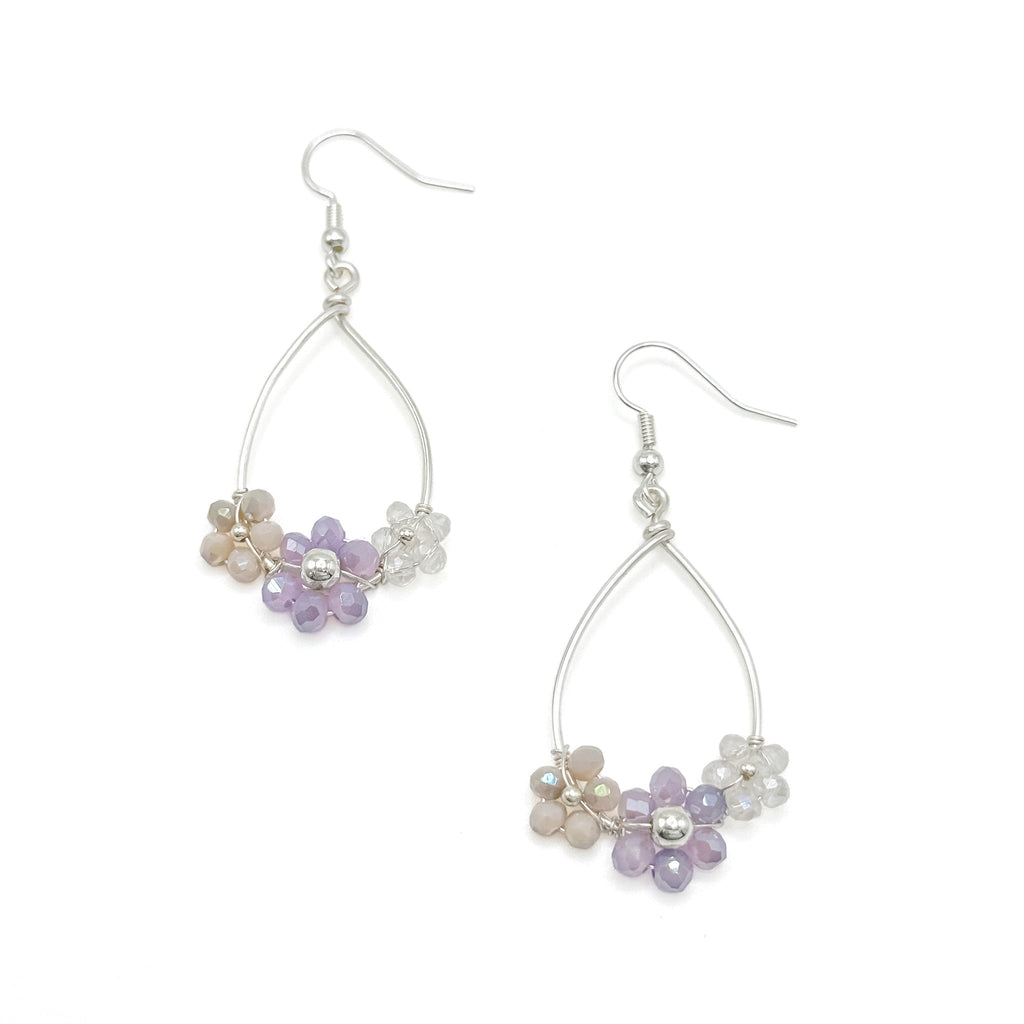 Daphne silver and crystal flower earrings