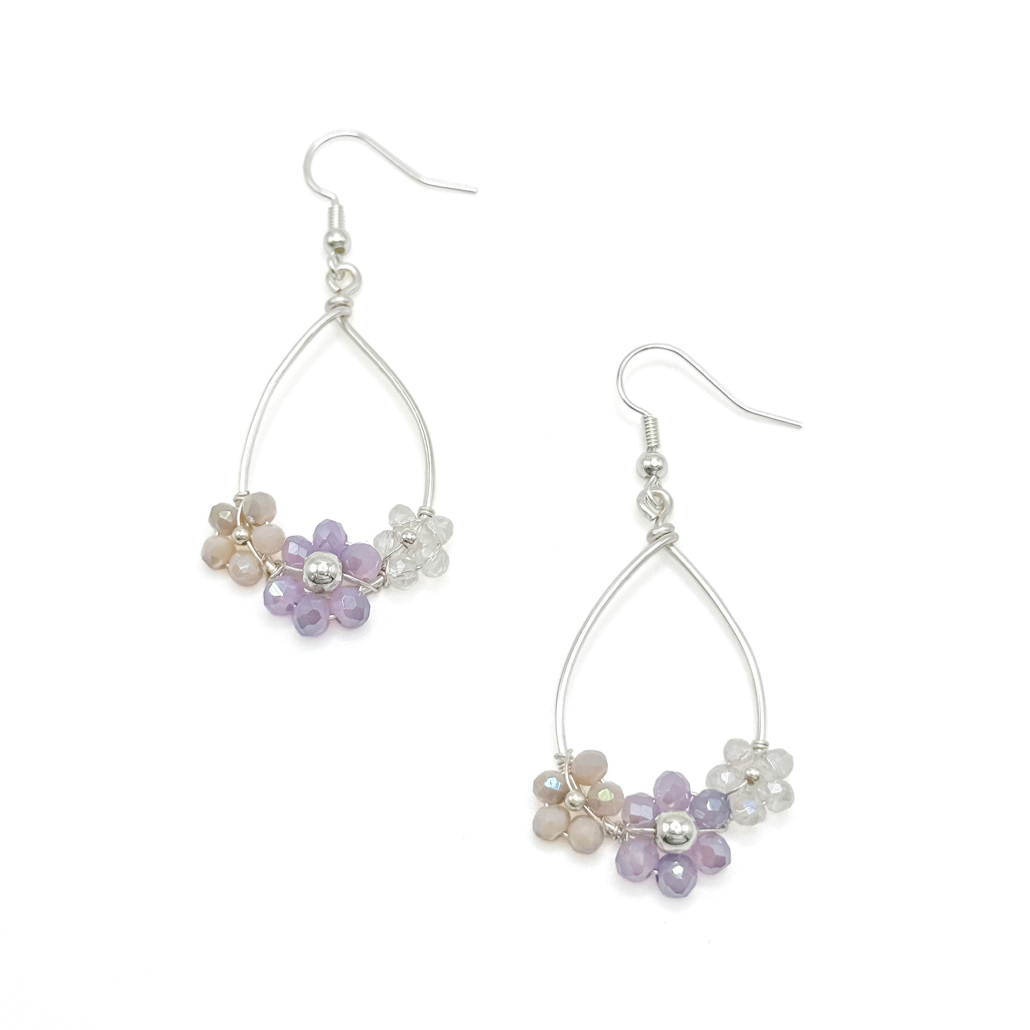 Daphne silver and crystal flower earrings