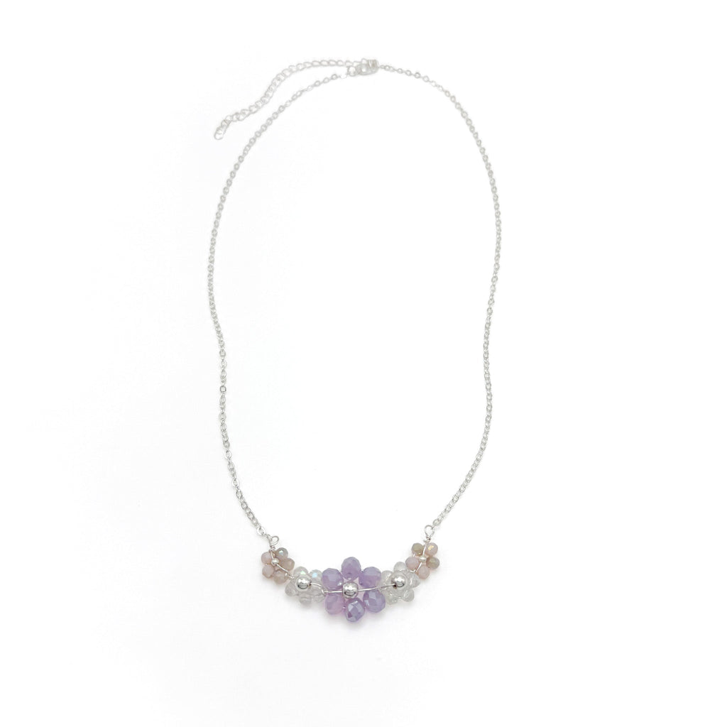 Daphne crystal flower and silver necklace