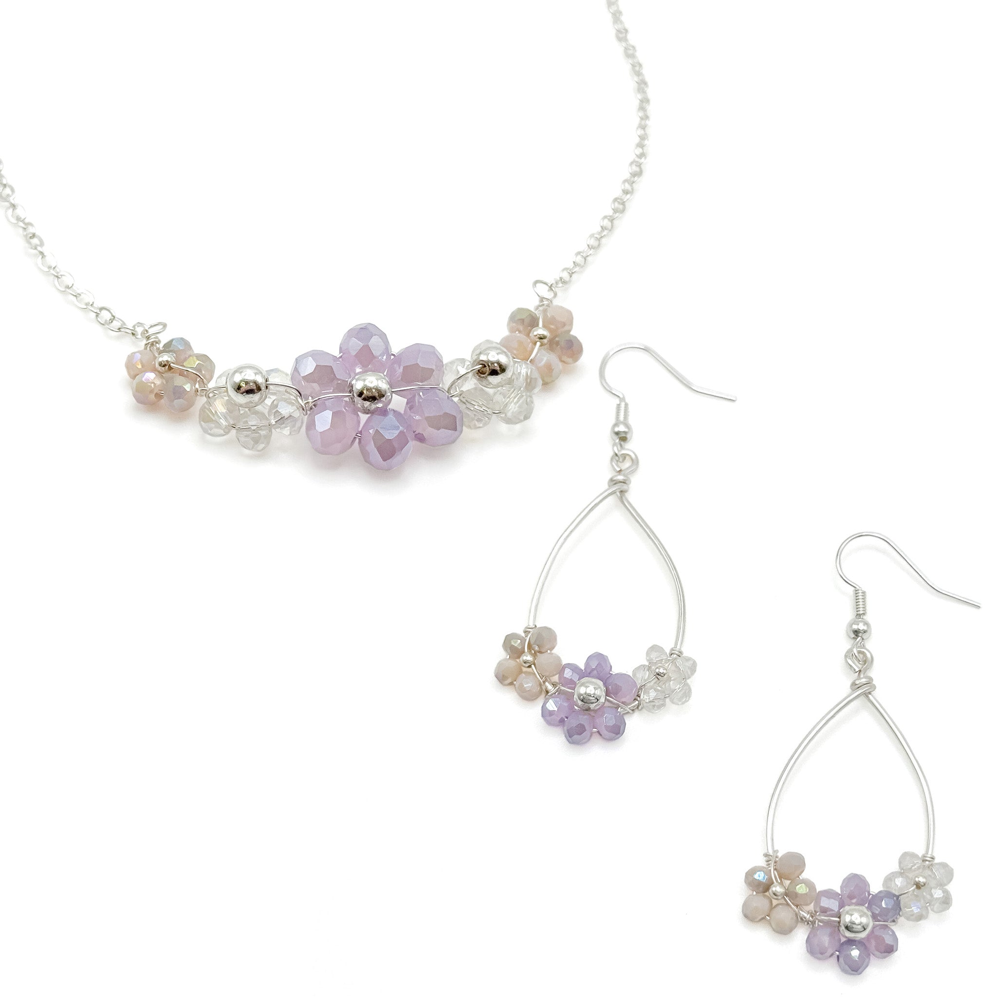 Daphne silver and crystal flower earrings