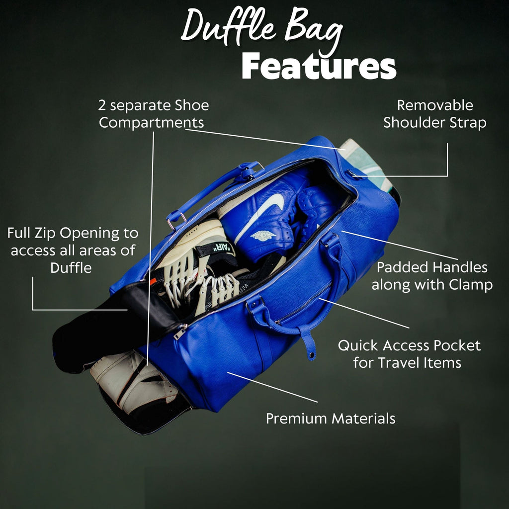 Royal Blue Leather Duffle Bag