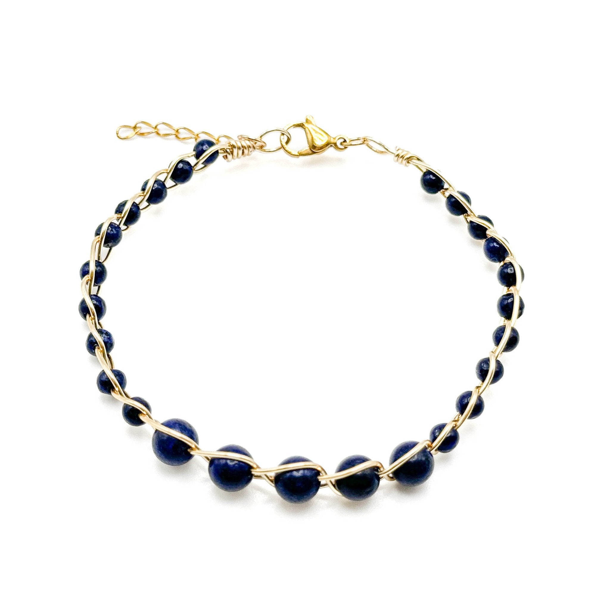 Eden blue lapis and gold adjustable bangle bracelet