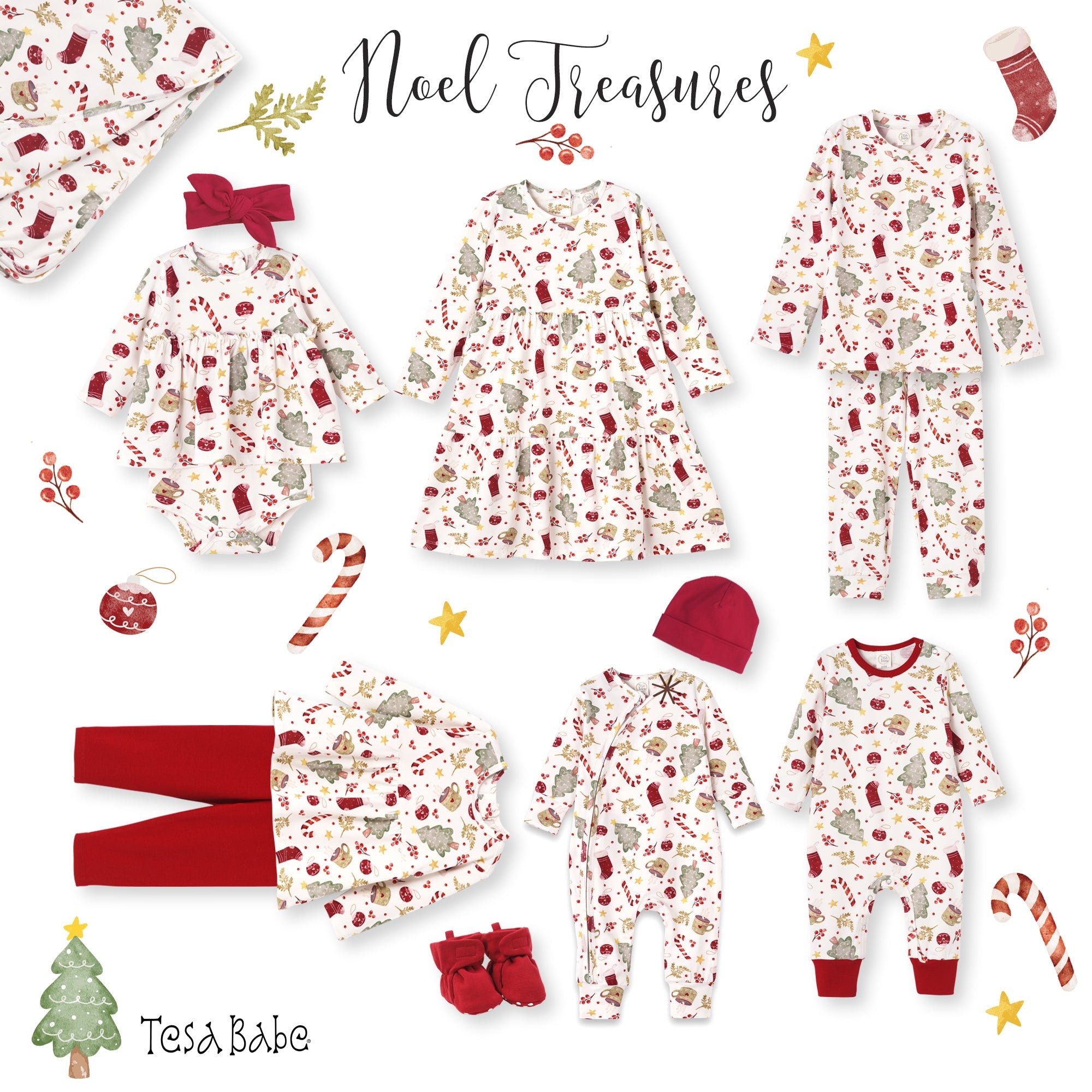 Baby Holiday Bamboo Romper – Christmas Print One-Piece - Noel