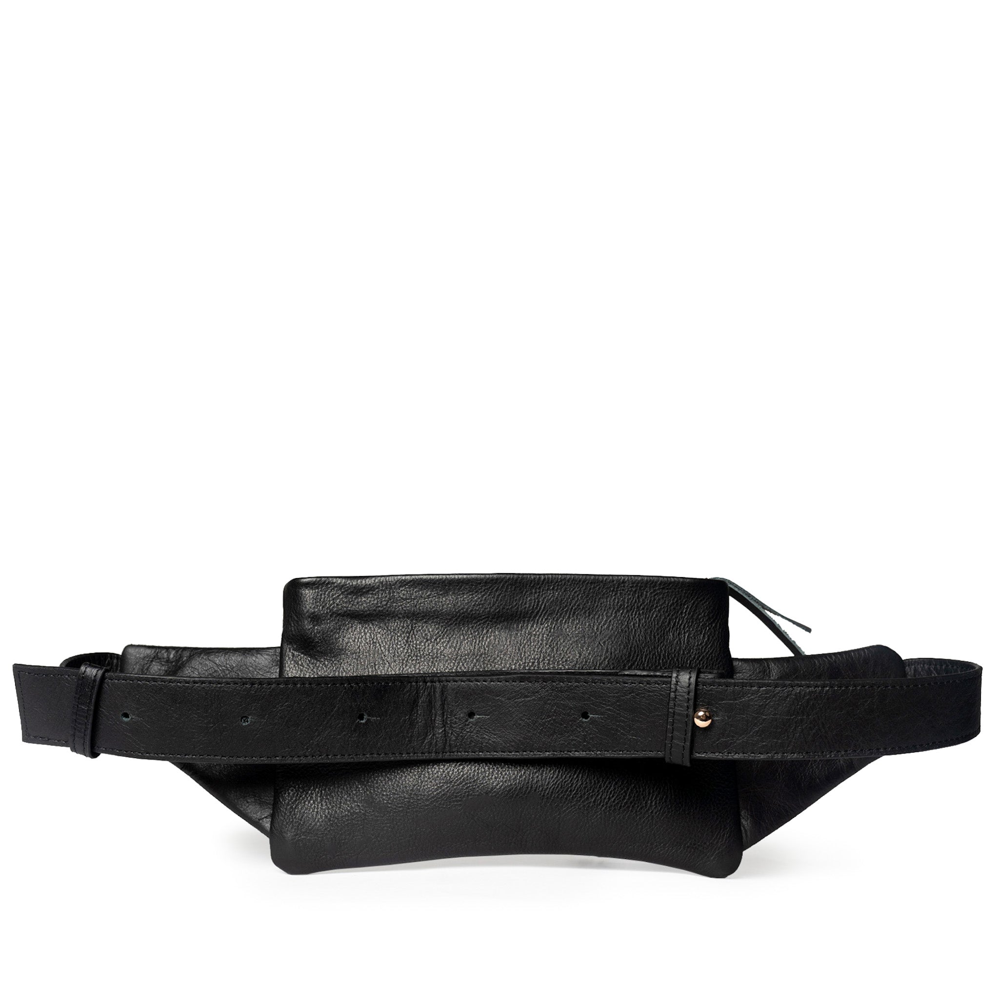 Black Leather Crossbody Belt Bag