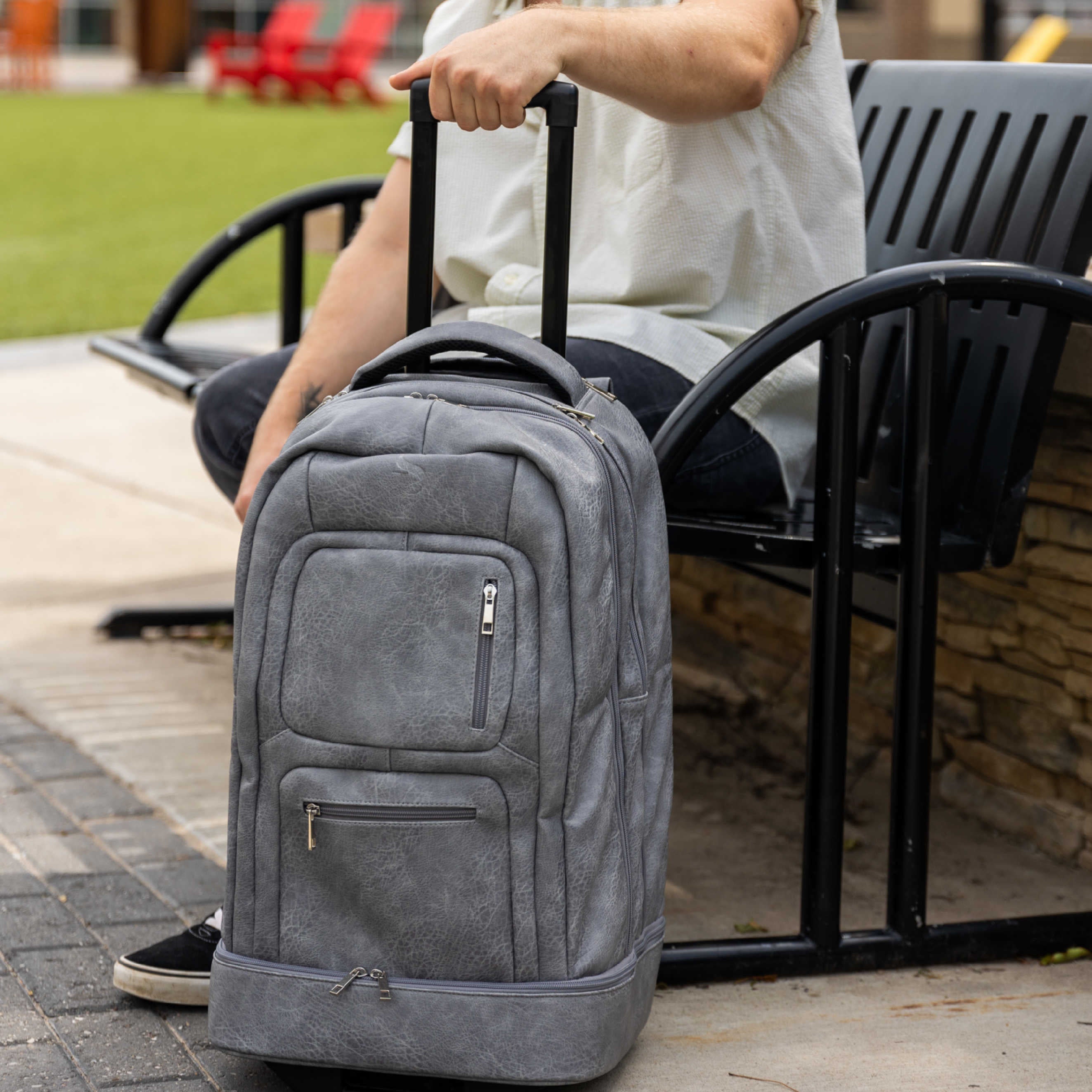 Grey Leather Carry-On Roller Bag (Only 150 Made)
