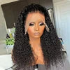 High Quality Human Hair Wigs Jet Black Color Afro Curly Virgin Cuticle Aligned Hair Lace Frontal Wigs