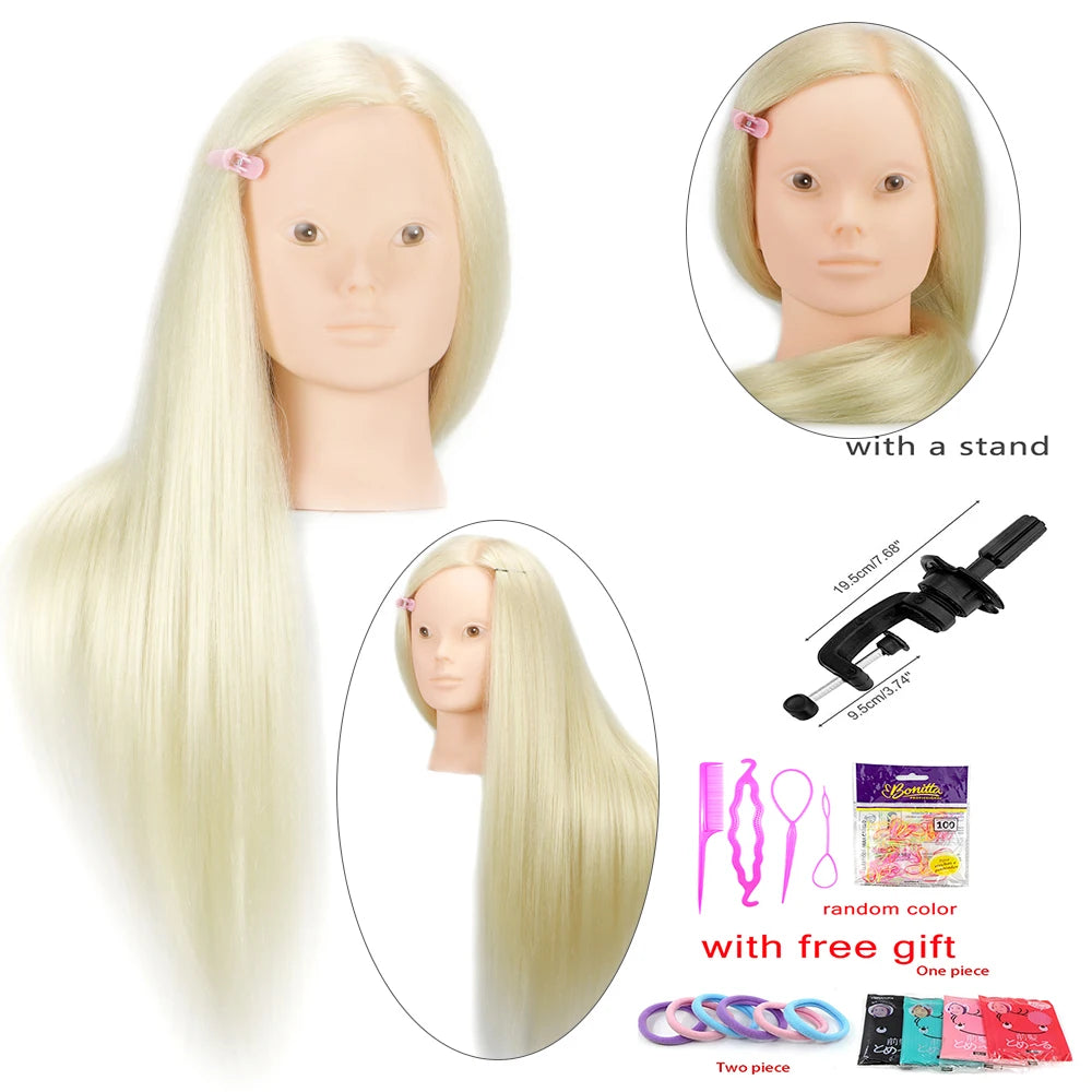 Colourful Doll Head with 85% mixed 60cm human hair For Hairdressers Mannequin Head Hairstyles Hairdressing Styling Training Head