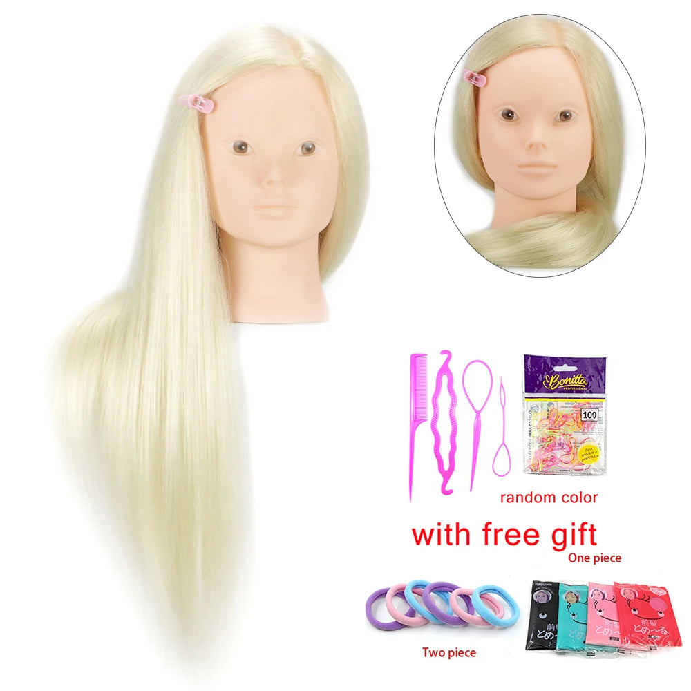 Colourful Doll Head with 85% mixed 60cm human hair For Hairdressers Mannequin Head Hairstyles Hairdressing Styling Training Head