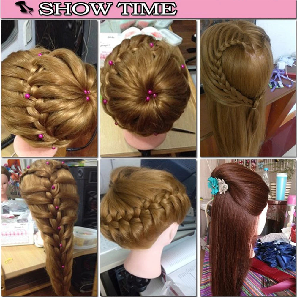 Colourful Doll Head with 85% mixed 60cm human hair For Hairdressers Mannequin Head Hairstyles Hairdressing Styling Training Head