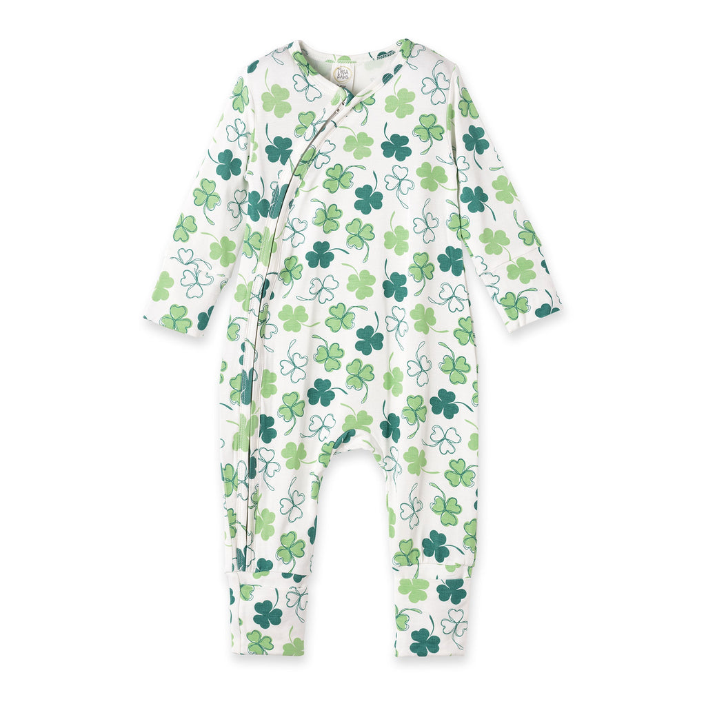 Shamrock Zip Romper – Convertible Cuff Bamboo Sleeper
