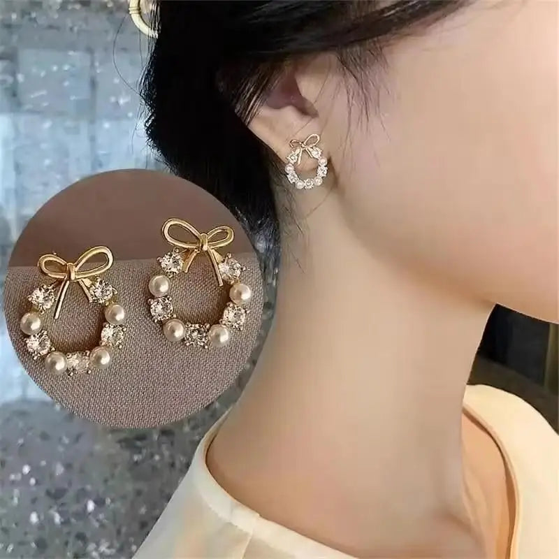 925 Silver Needle Korean Fashion Crystal Heart Earrings For Women Jewelry 2025 Trending New Luxury Women's Hoop Earrings Brincos
