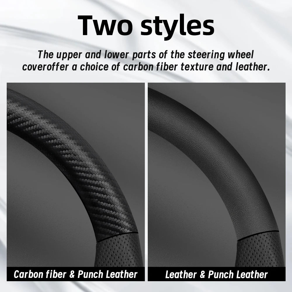 Suitable for Byd Breathable Leather Matte Carbon Fiber Texture Steering Wheel Cover Suitable for Dolphin Mini Seal Atto 3 King Shark 6 Song Pro Seagull F0 Sealion 7 Yuan Plus Dmi Cars Accessories