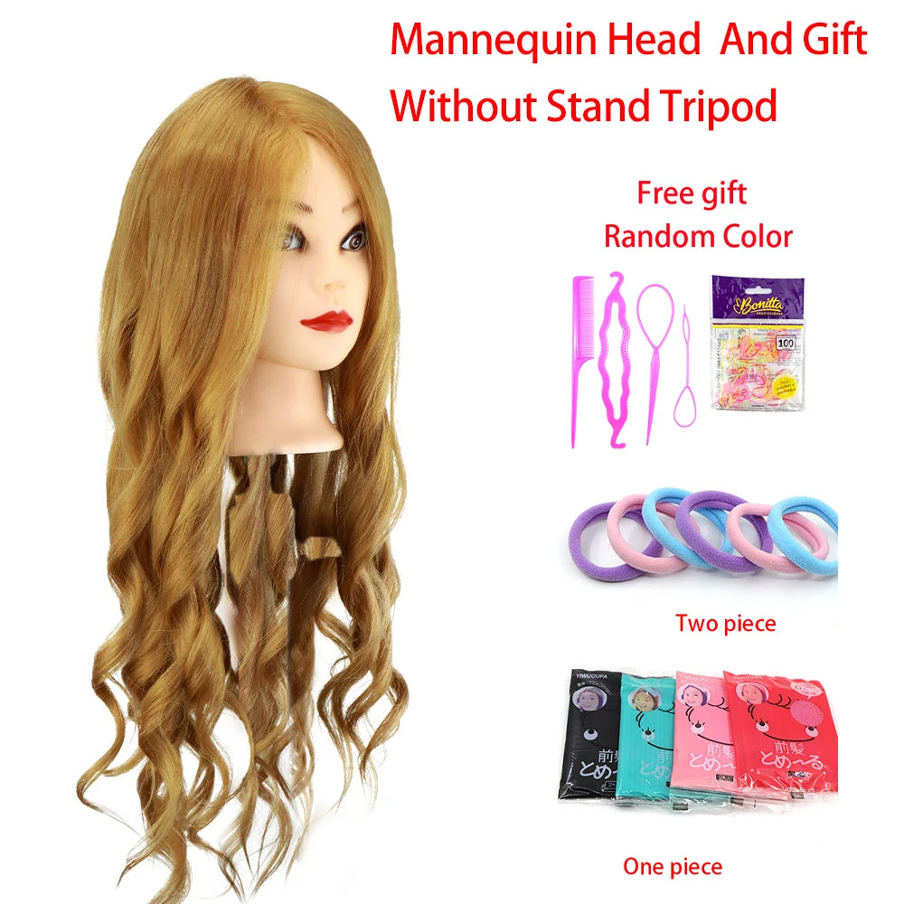 Colourful Doll Head with 85% mixed 60cm human hair For Hairdressers Mannequin Head Hairstyles Hairdressing Styling Training Head