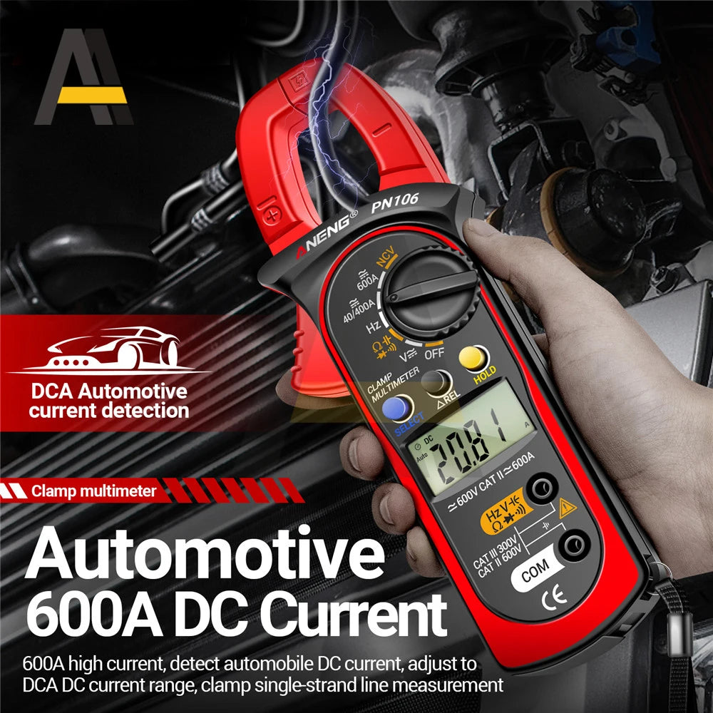 ANENG PN106 Clamp Meter Digital Multimeter AC/DC Current Voltage Tester 600A High Precision 4000 Counts Tester Electrician Tools