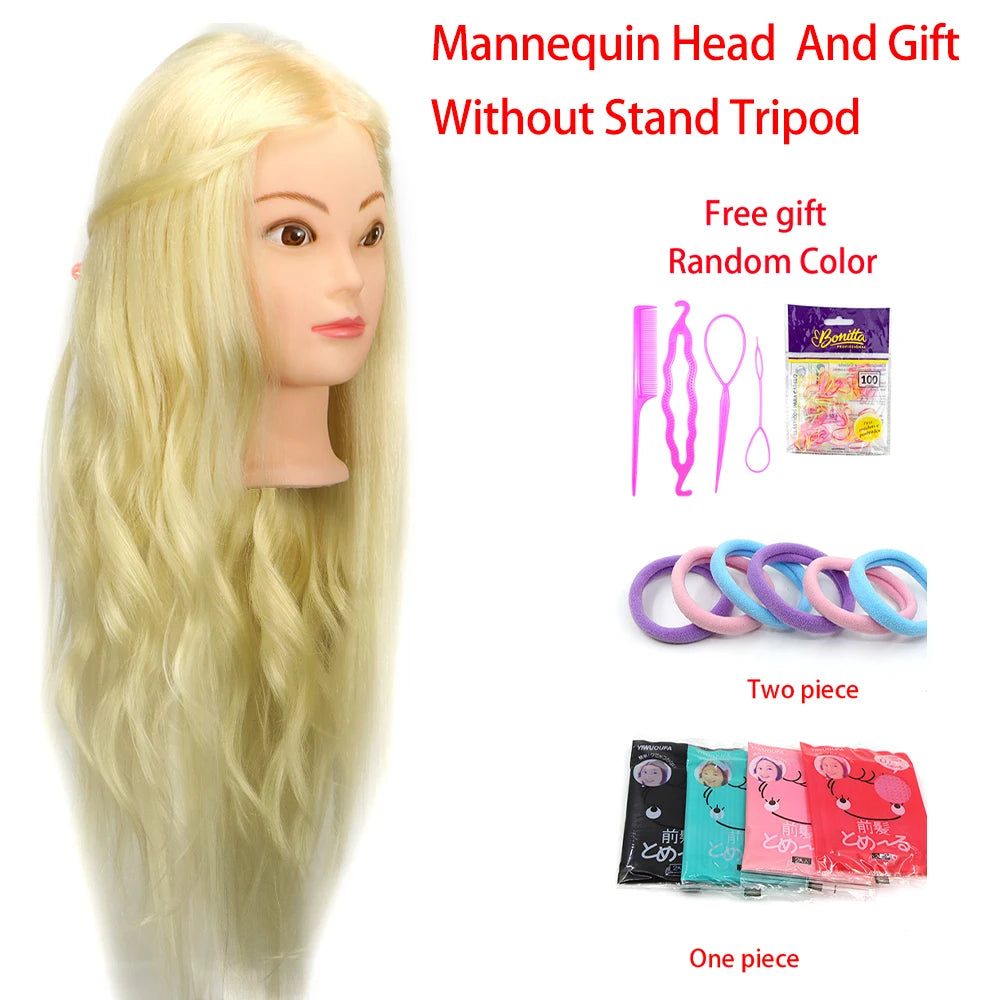 Colourful Doll Head with 85% mixed 60cm human hair For Hairdressers Mannequin Head Hairstyles Hairdressing Styling Training Head