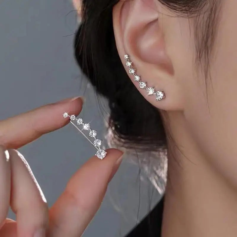 925 Silver Needle Korean Fashion Crystal Heart Earrings For Women Jewelry 2025 Trending New Luxury Women's Hoop Earrings Brincos
