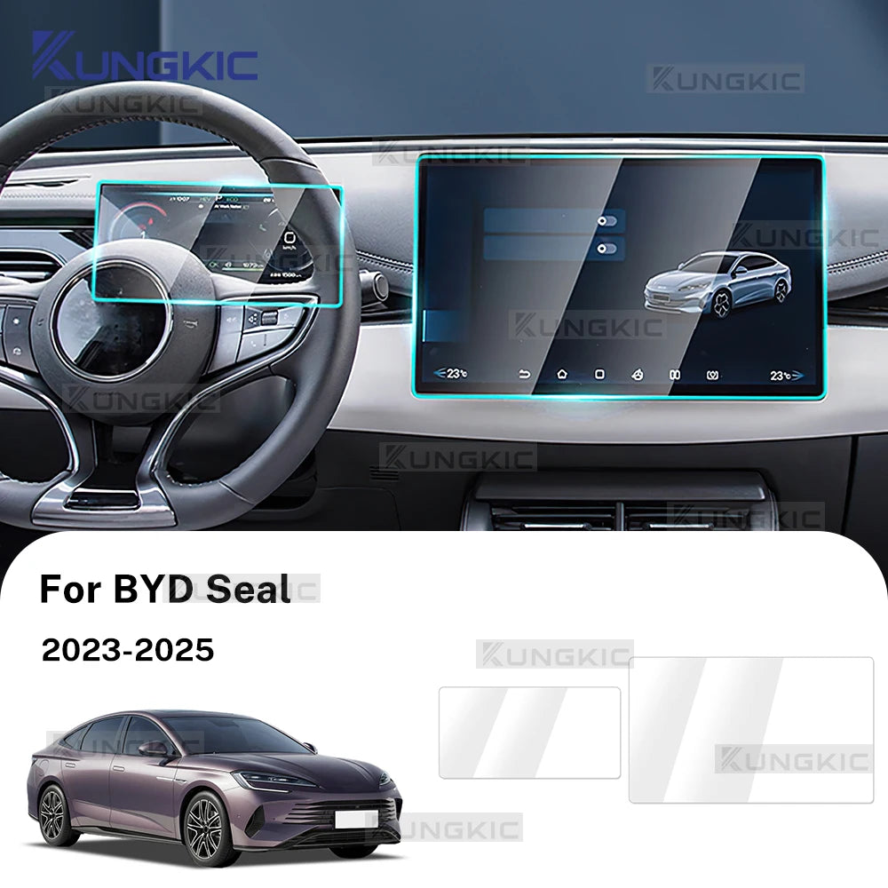 For BYD Seal 2023 2024 2025 GPS Navigation & Dashboard Anti-scratch Accessories LHD RHD Car Tempered Glass Screen Protector Film